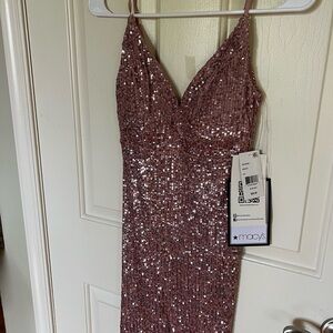 Emerald Sundae Pink Sequin Sheath Midi Dress